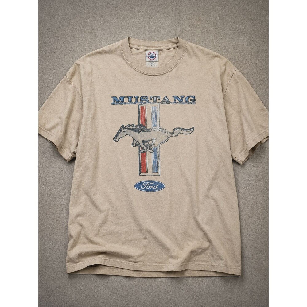 Y2K Ford Mustang T Shirt Mens M Pony Logo Racing Stripe Double Sided Delta